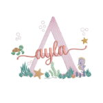 matriz de bordado nome Ayla Fundo do Mar para bordar
