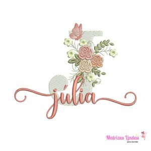 matriz de bordado nome Júlia sobreposto para bordar ML