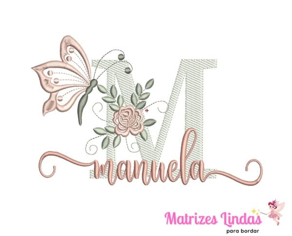 matriz de bordado nome Manuela para bordar site matrizeslindas.com.br