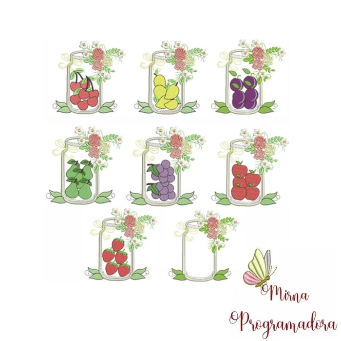 Matriz de Bordado – Potes de Frutas para Bordar