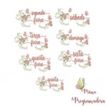 Matriz de bordado – Matriz de Bordado Semaninha Raminho Flores Borboletas