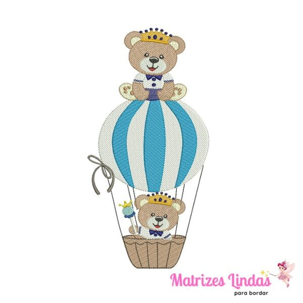 matriz de bordado urso rei balão para bordar site matrizeslindas.com.br