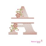 Matriz de bordado alfabeto Entremeio Flores Letras A B C D para bordar ML