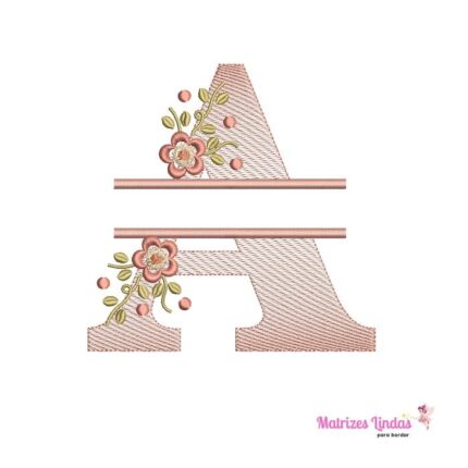 Matriz de bordado alfabeto Entremeio Flores Letras A B C D para bordar ML