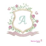 matriz de bordado Alfabeto Moldura folhas e Flores Letra A para bordar