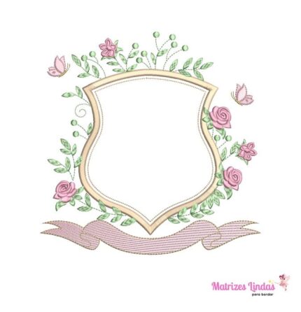 matriz de bordado Moldura folhas e Flores para bordar