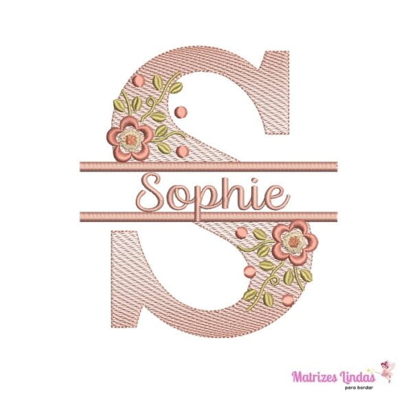 matriz de bordado Nome Sophie entremeio flores para bordar ML