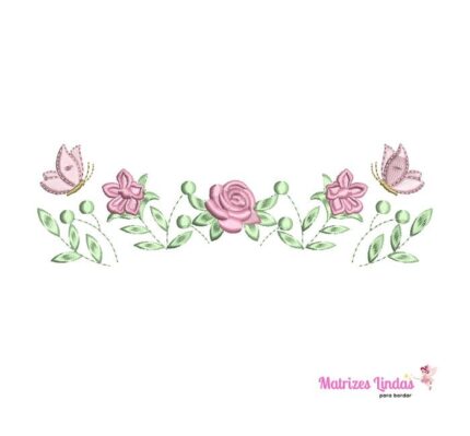 matriz de bordado Raminho folhas e Flores para bordar