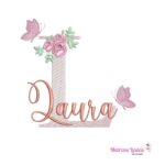 matriz de bordado nome Laura sobreposto para bordar Matrizes Lindas