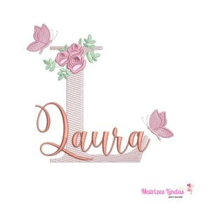 matriz de bordado nome Laura sobreposto para bordar Matrizes Lindas