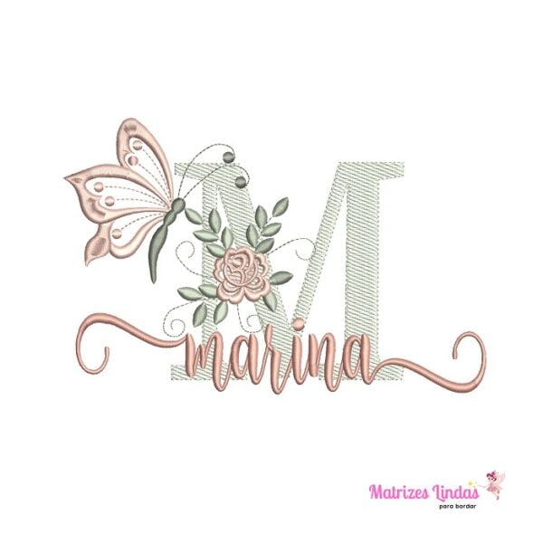 matriz de bordado nome Marina sobreposto para bordar ML