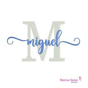 matriz de bordado nome miguel 17 sobreposto para bordar ML