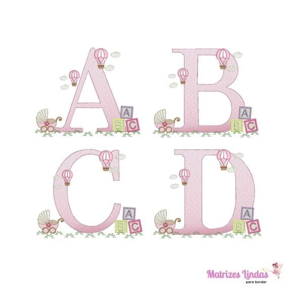 matriz de bordado alfabeto brinquedos menina para bordar ML