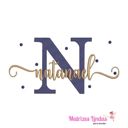 Matriz de Bordado – Nome Natanael com Poá