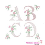 matriz de Bordado Alfabeto de A a Z com flor para bordar site matrizeslindas.com.br