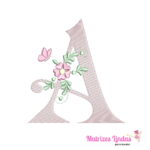 matriz de Bordado Alfabeto letra A com flor para bordar site matrizeslindas.com.br