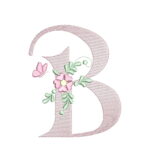 matriz de Bordado Alfabeto letra B com flor para bordar