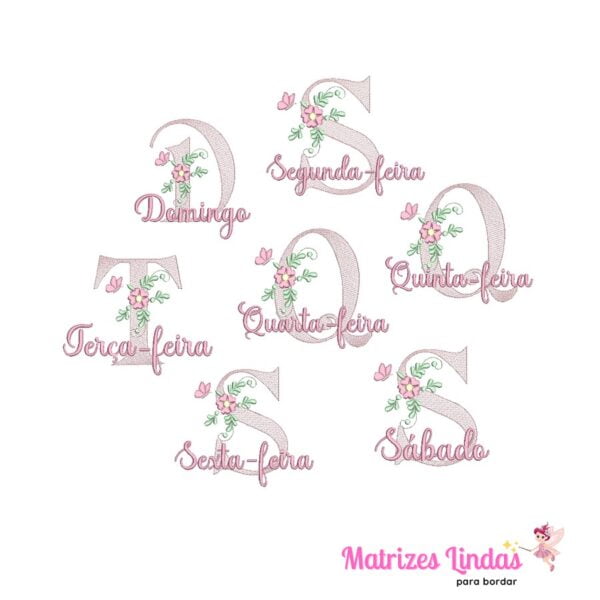 matriz de Bordado Semaninha com flor para bordar site matrizeslindas.com.br