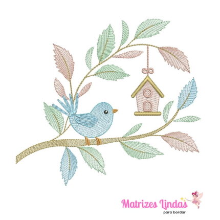Matriz de Bordado – Passarinho no Galho