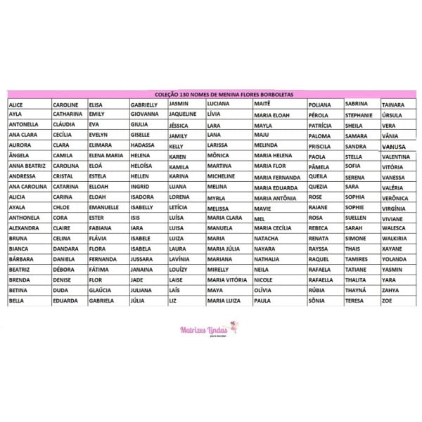 Matriz de Bordado - Coleção 200 Nomes Femininos letra Cursiva - Image 10