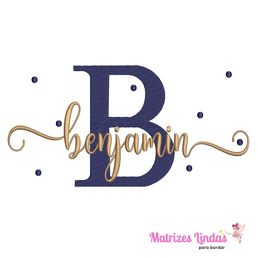 matriz de bordado nome Benjamin com poá para bordar ML