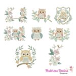 Matriz de Bordado Coleção Corujinha no Galho de Flores para bordar ML