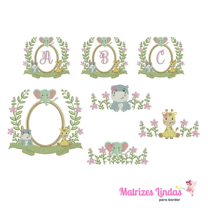Matriz de Bordado – Coleção Moldura Safari Menina