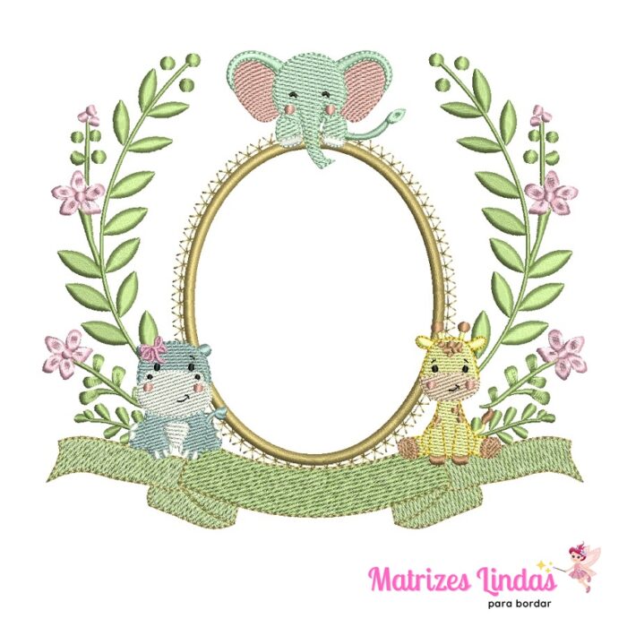 Matriz de Bordado Moldura Safari Menina para bordar ML