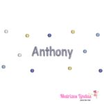 matriz de bordado nome Anthony com poá para bordar ML