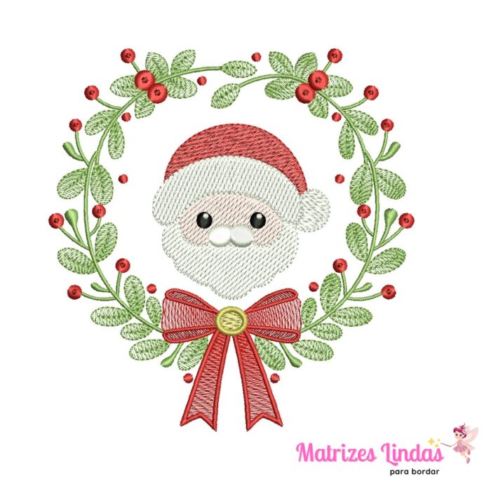 matriz de bordado Guirlanda com Papai Noel para bordar ML