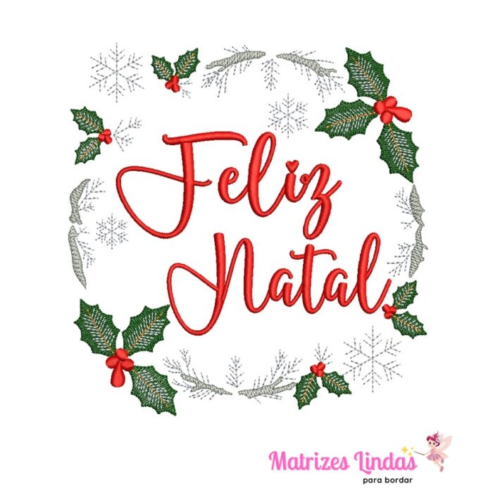 matriz de bordado Moldura Feliz Natal para bordar ML