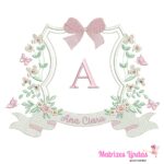 matriz de bordado Nome Ana Clara Brasão Flores para bordar ML
