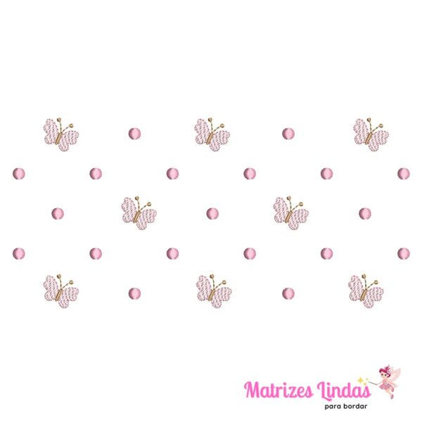 matriz de bordado Poá com Borboletas para menina paar bordar ML
