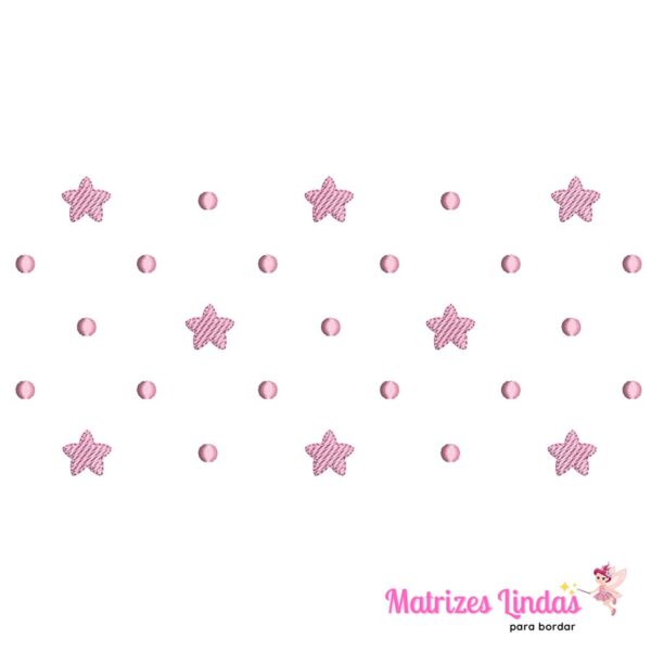 matriz de bordado Poá com estrelas para menina para bordar ML