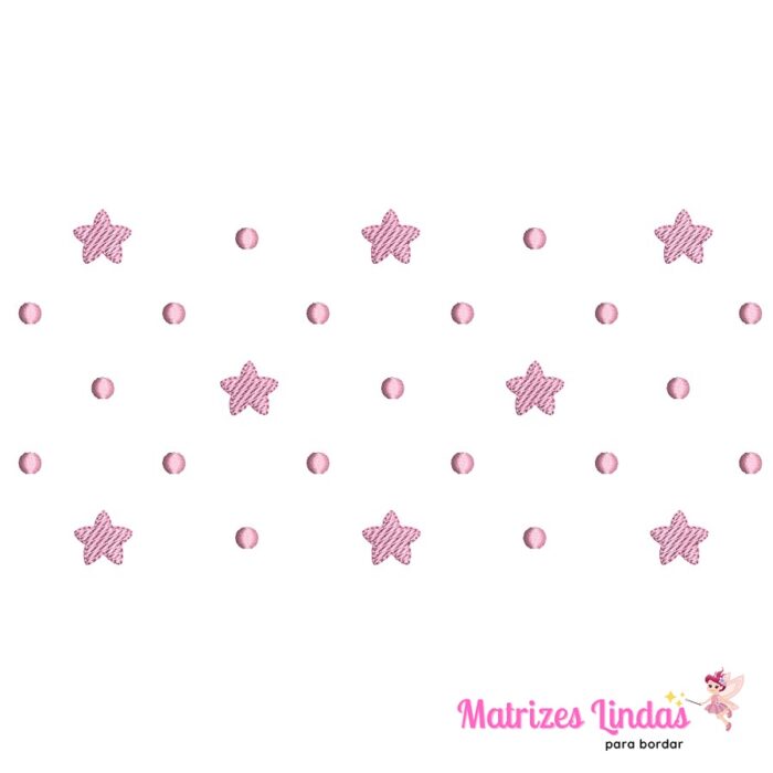 matriz de bordado Poá com estrelas para menina para bordar ML