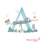 matriz de bordado nome Augusto Fundo do Mar para bordar ML