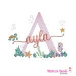 matriz de bordado nome Ayla Fundo do Mar para bordar