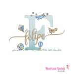 matriz de bordado nome Felipe sobreposto brinquedos para bordar ML