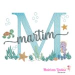 matriz de bordado nome Martim fundo do mar para bordar ML
