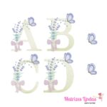 Matriz de Bordado Alfabeto Lavanda com laço para bordar ML