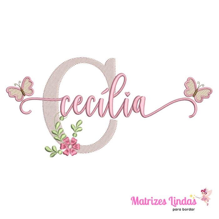Matriz de Bordado Nome Cecília sobreposto para bordar ML