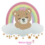 Matriz de Bordado Ursinha Soneca no ArcoIris para bordar ML
