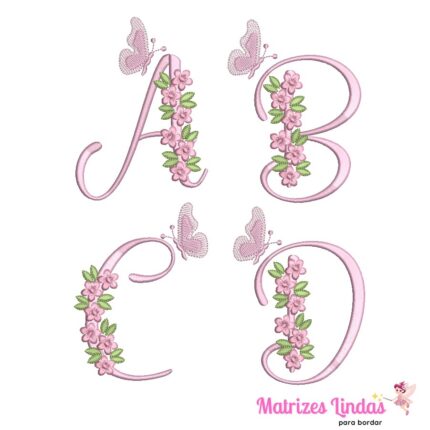 Matriz de Bordado – Alfabeto Florzinhas de A a Z