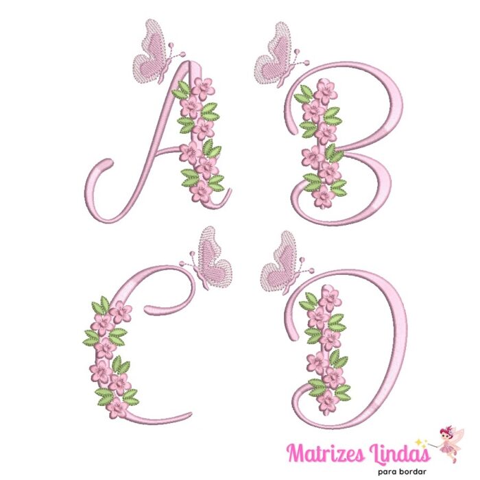 Matriz de Bordado – Alfabeto Florzinhas de A a Z
