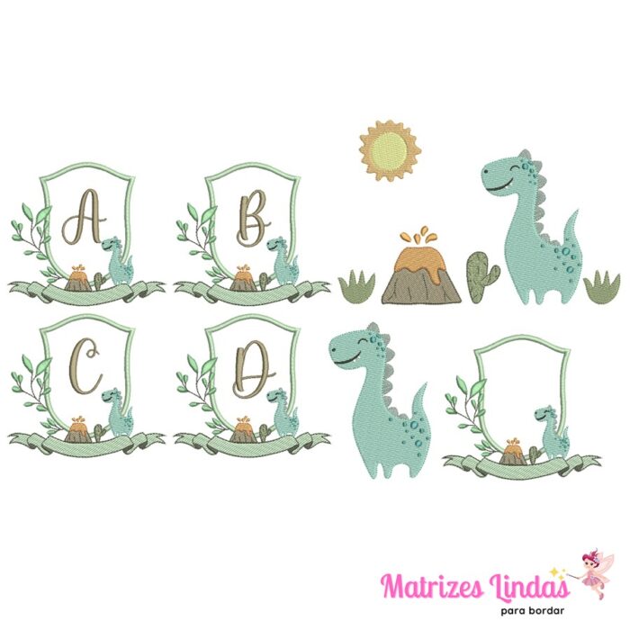 Matriz de Bordado – Coleção Dinossauro e Alfabeto