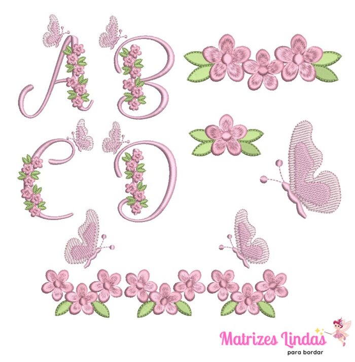 Matriz de Bordado – Coleção Florzinhas e Alfabeto