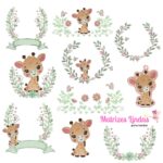 Matriz de Bordado Coleção Girafinha Flowers para bordar ML
