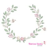 Matriz de Bordado Girafinha Moldura com Borboletas para bordar ML