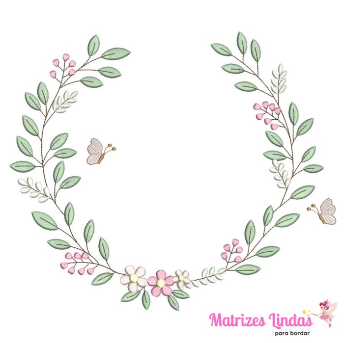 Matriz de Bordado Girafinha Moldura com Borboletas para bordar ML