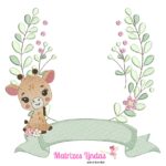 Matriz de Bordado Girafinha Moldura com Faixa para bordar ML